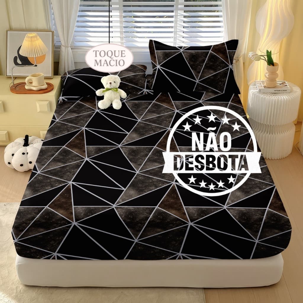 Jogo De Lençol 3 Peças Com Elástico Casal Estampado Nao Desbota e Toque Macio  Micropercal 400 Fios