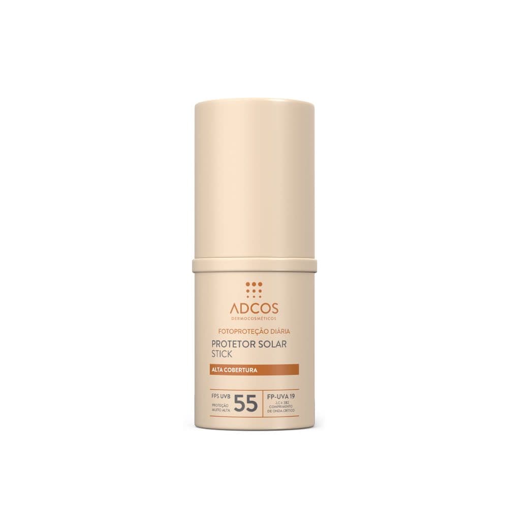Protetor Solar Adcos Tonalizante Base Stick Efeito Mate Antioxidante Hidratante e Proteção FPS55 (17g)