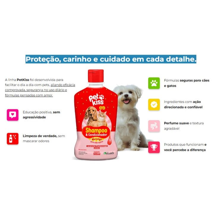 SHAMPOO E CONDICIONADOR MORANGO 500ml Kelldrin para cães e gatos