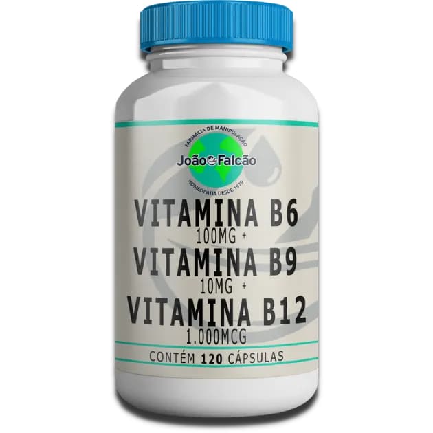 Vitamina B6 100Mg + Vitamina B9 10Mg + Vitamina B12 1.000Mcg - 120 Cápsulas