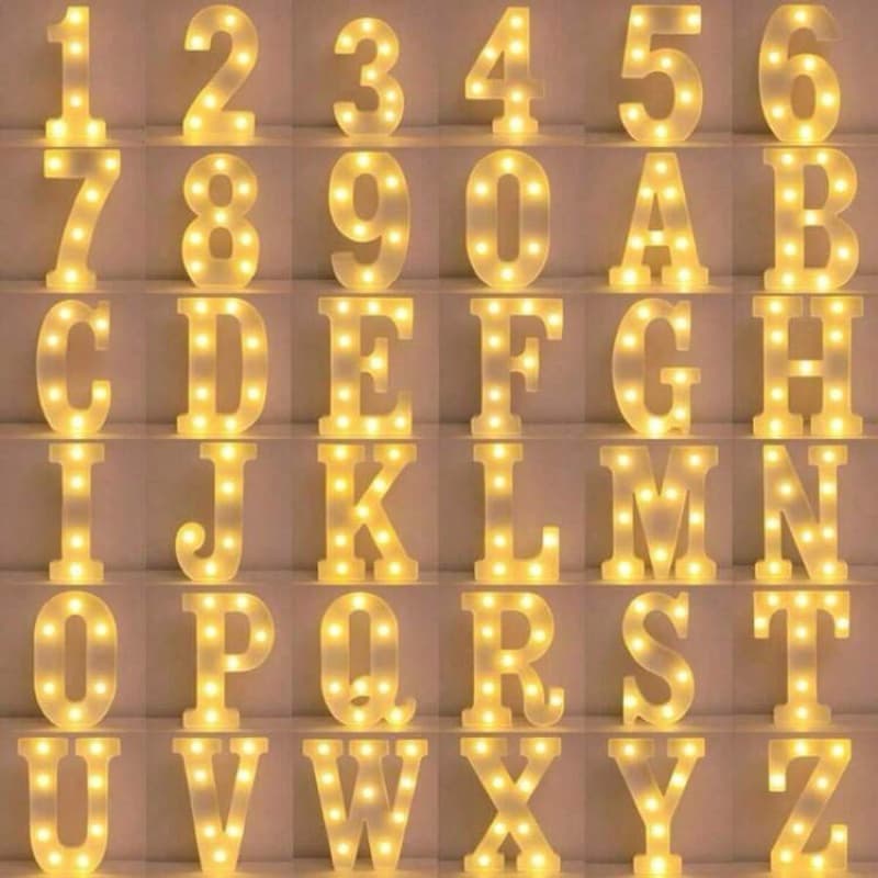 Letra Led e Numero Led Luminária + Pilha Grátis 3D Decorativa Branco Altura De 16cm ou 21cm Luz Branco Quente