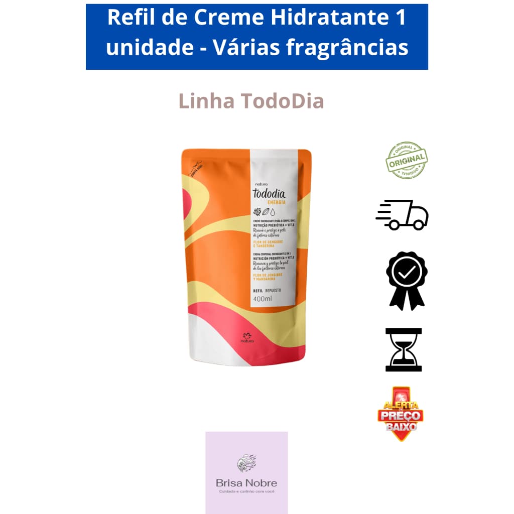 Tododia Refil Creme Hidratante Corporal 400ml Original Escolha Fragrância