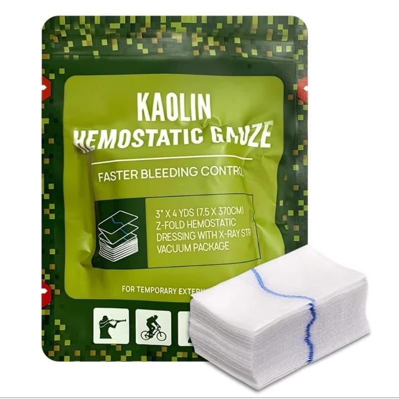 Kit Carbou - Selo de Tórax + Combat Gauze Kaolin com Agente Hemostatico + Bandagem Israelense 6in ou 4In - APH/IFAK