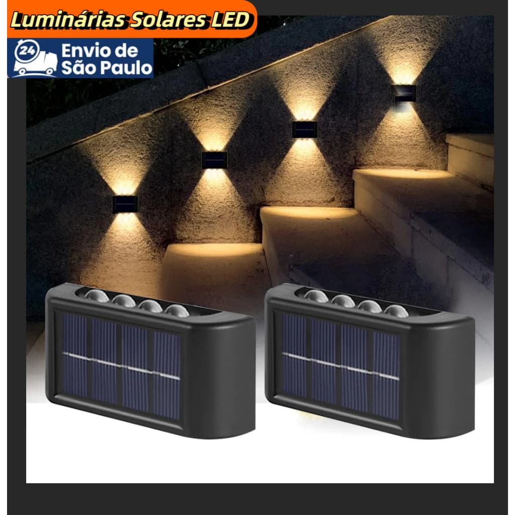 Luminárias Solares LED para Parede Área Externa, Jardim e Garagem, Branco Quente, Impermeável