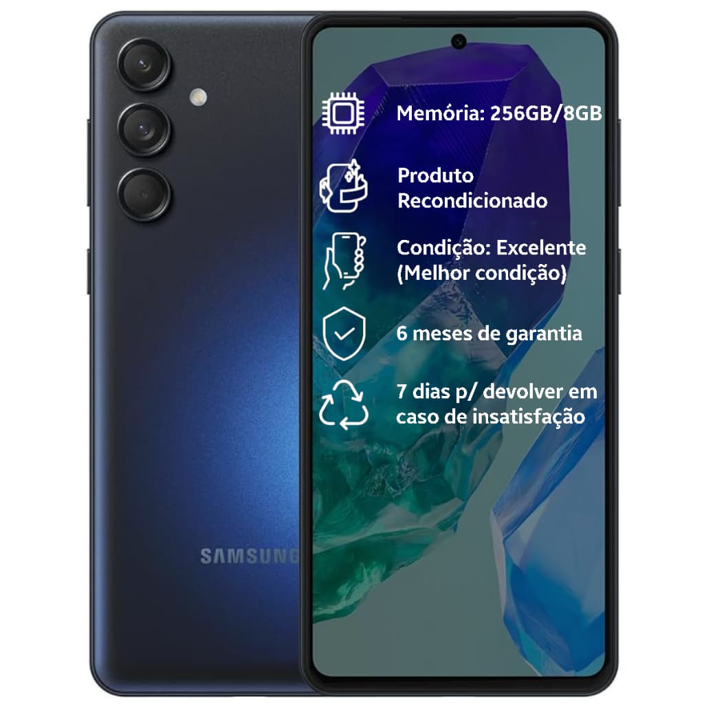 Samsung Galaxy M55 5g 256gb Câm.50mp Bat.5000mah Azul Marinho - Recondicionado Excelente