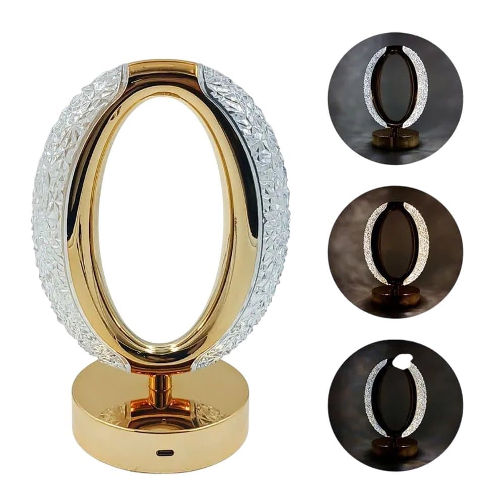 Luminária Oval LED de Mesa decoração quarto 3 temperaturas com USB Controle Touch Luminária Led de mesa