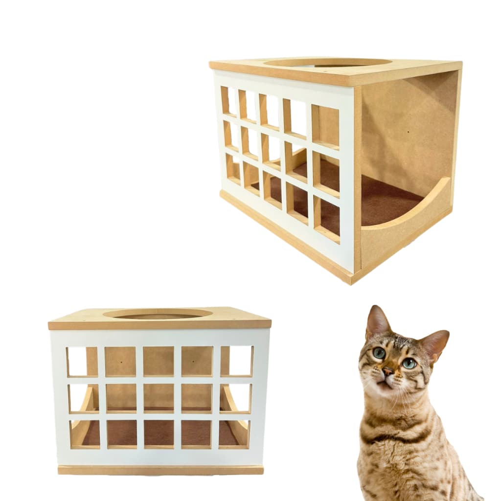 Nicho Para Gato REFORÇADO MDF 15MM Multi Square Montado Carpete Antiderrapante Casinha de Gato Toca