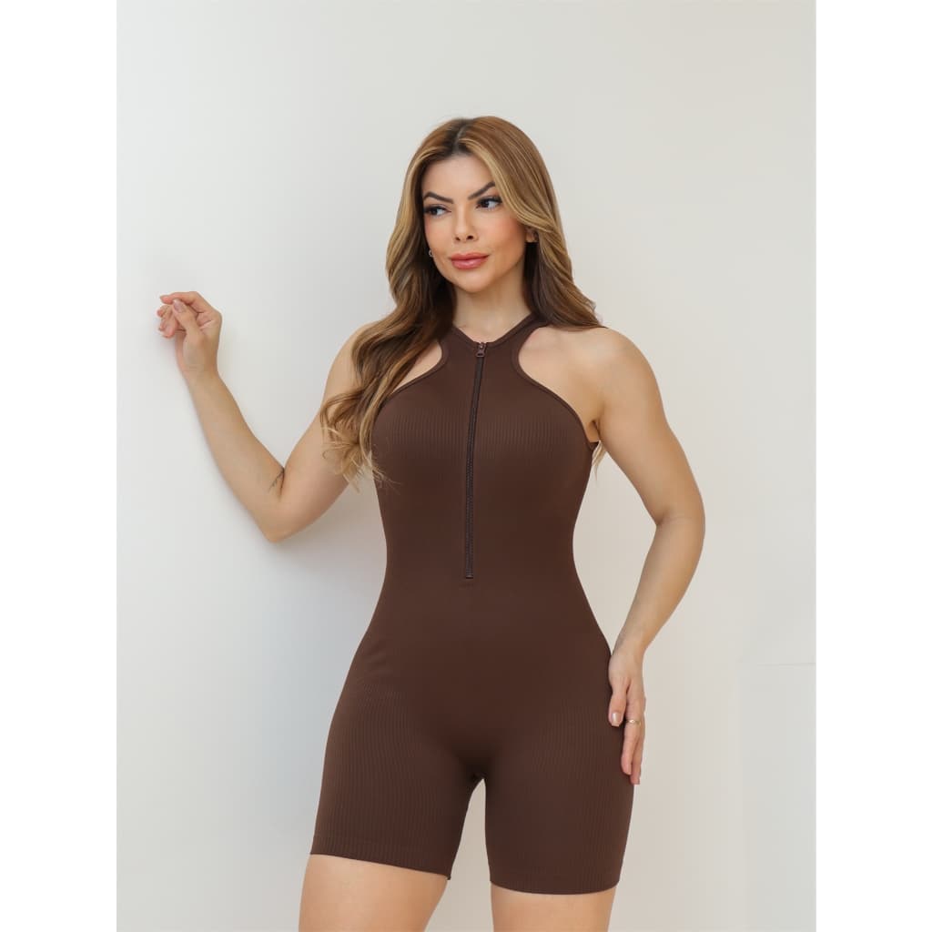 Macacão Fitness Feminino Yoga Esportivo Canelada Poliamida Academia Elástica 3RD SD1517