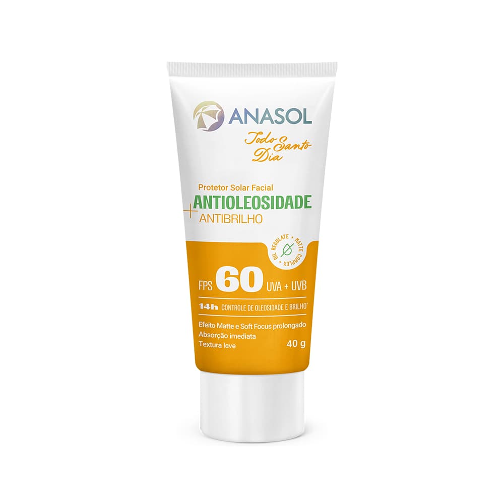 Anasol Protetor Solar Facial Todo Santo Dia TSD Antibrilho FPS 60 - 40g