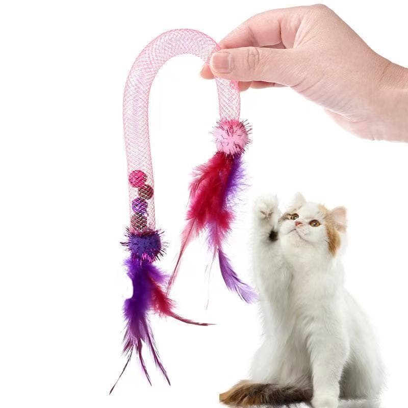 Gato Molas Brinquedos Corda Tubulação Com Pena Primavera Elástico Brinquedo Do Interativo Coçar Pet Catnip Produtos gato