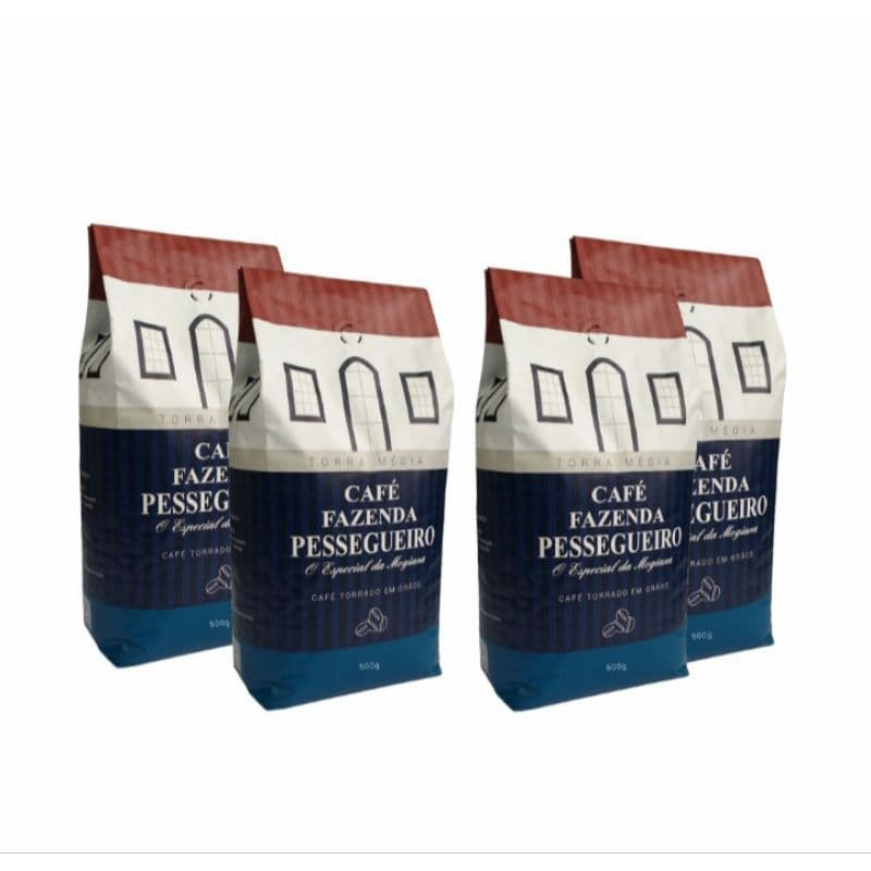 🔥 Combo Café em Grãos 2kg (4x500g) Fazenda Pessegueiro | Café Gourmet Premium Torra Média Aroma marcante