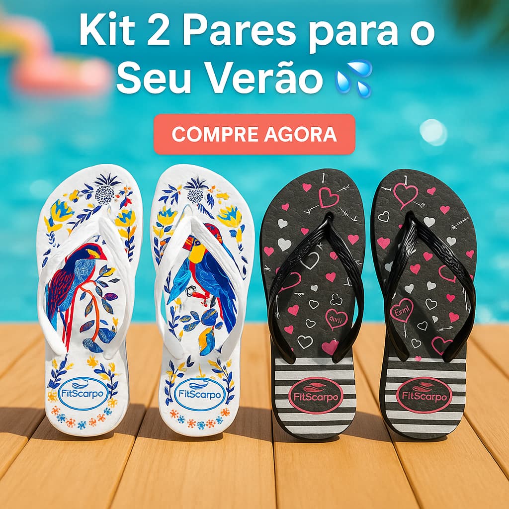 Kit 2 Pares Chinelo Feminino Casual Estampado Confortável Estiloso Dia a Dia Passeio