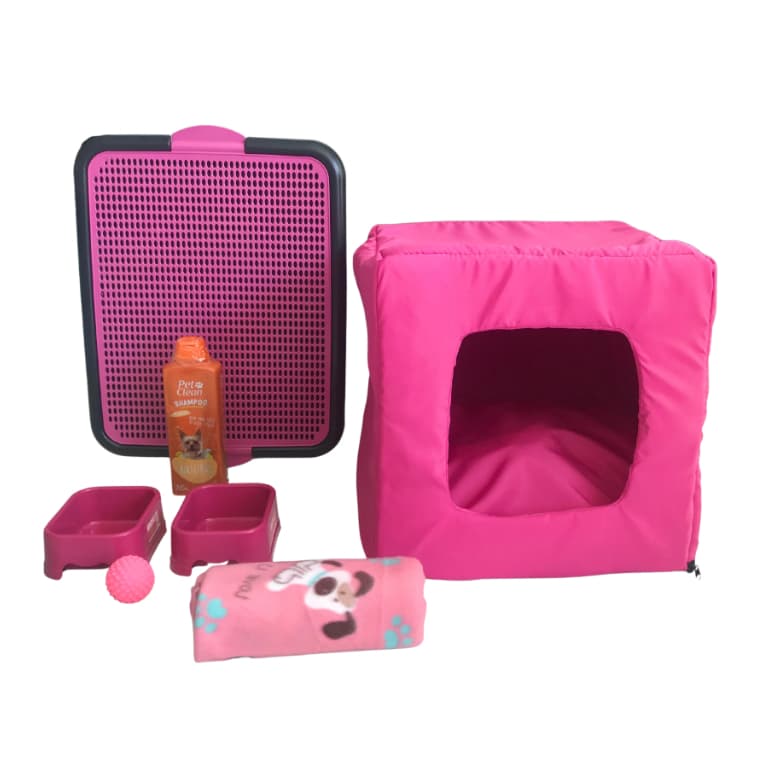 Kit Toca 3 em 1 Lisa Coberta Shampoo Sanitário e Comedouro P a GG