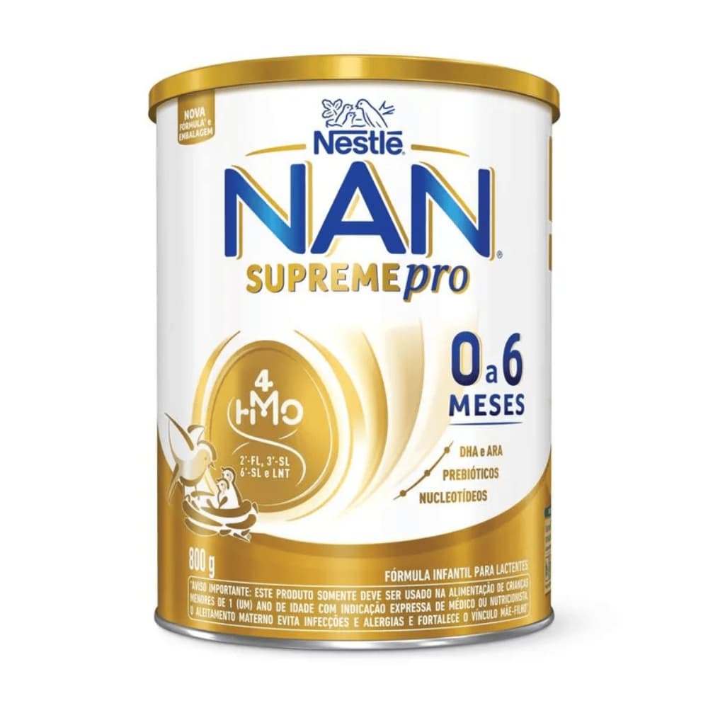 NAN Supreme 1 Fórmula Infantil 800g | 0 a 6 Meses | Nestle | Prebióticos, DHA e Nucleotídeos