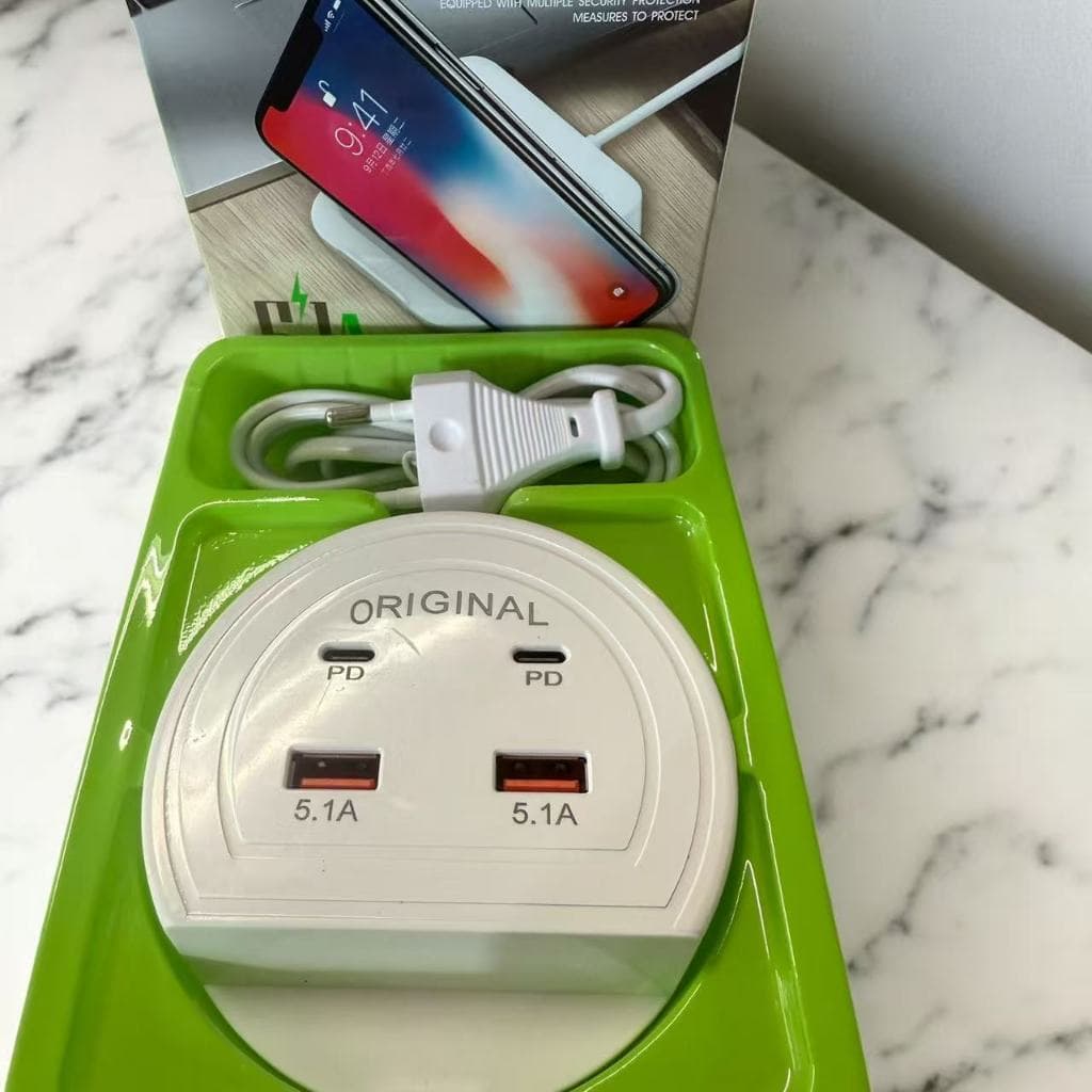 CARREGADOR RAPIDO COM SUPORTE DE CELULAR COM ENTRADAS TIPO C E USB BEIJAMIN NO2761