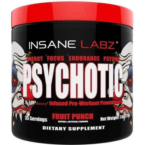 Psychotic Red Pré-Treino 216g 35 Porções Por Recipiente Sabor Fruit Punch - Insane Labz