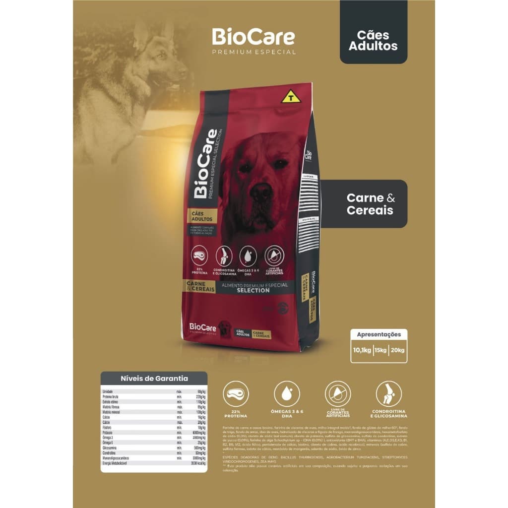 Biocare Premium Especial Carne e Cereais Adultos 15kg