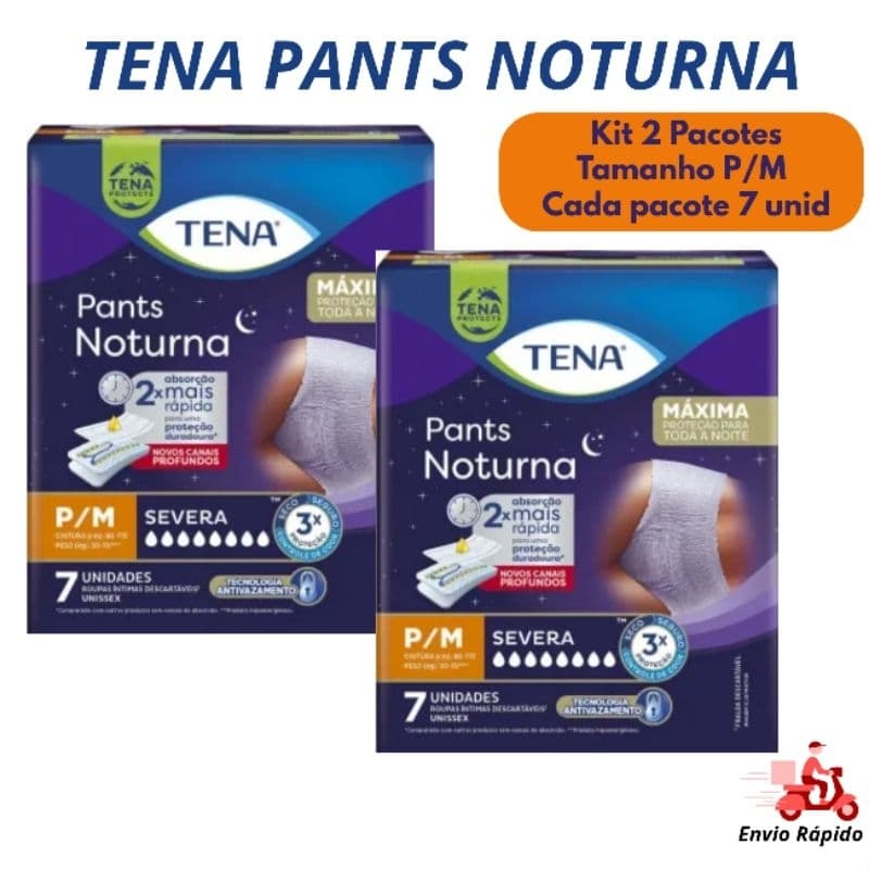 Fralda Geriátrica Tena Pants Noturna Kit com 2, 3 ou 4 Pacotes. Cada Pacote Contém 7 Unidades De Fralda