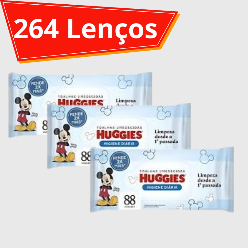 Promoção 3 Kit Lenços Umedecidos Huggies Higiene Diária