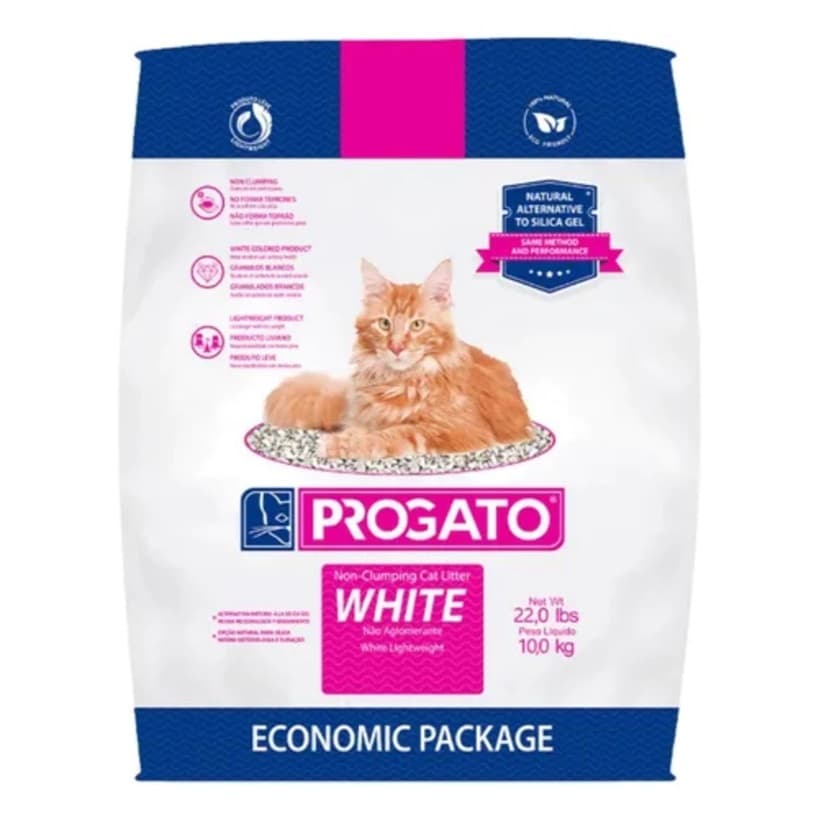 Areia Progato Sanitária Branca Para Gatos 10kg Granulada Areia