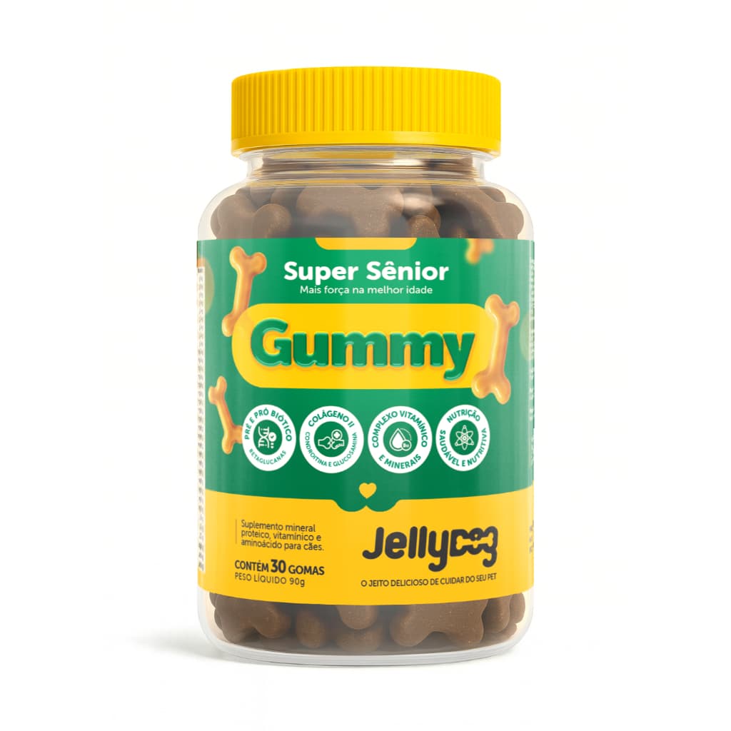Suplemento Super Senior Gummy Saúde Articular Imunidade Pele E Pelo Cão Idoso 30u
