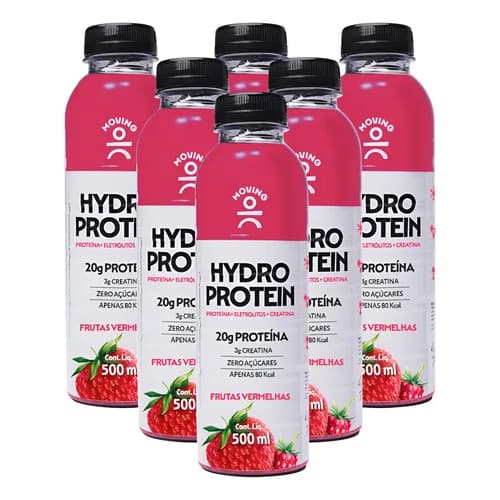 Moving 500ML hydro protein 500ml  20g frutas vermelhas kit 6 unidades