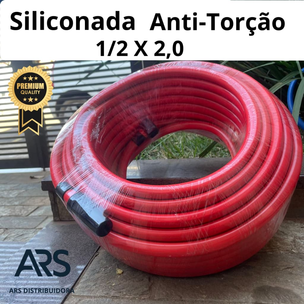 Mangueira de Jardim Siliconada 1/2 Kit Completo Reforçada 50 30 25 20 15 10 Metros Laranja Resistente Anti Torção ARS