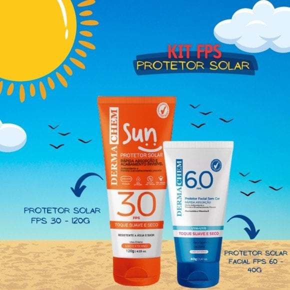 Kit Protetor Solar Fps 30 + Protetor Solar Facial Fps60 Dermachem