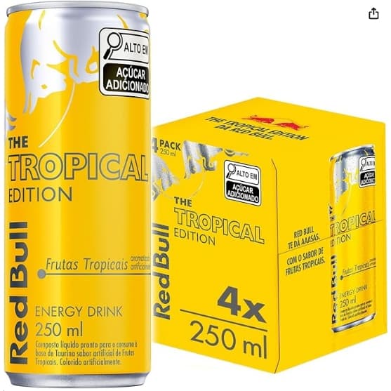 Red Bull Energético Tropical, Pack com 4 Latas, 250ml