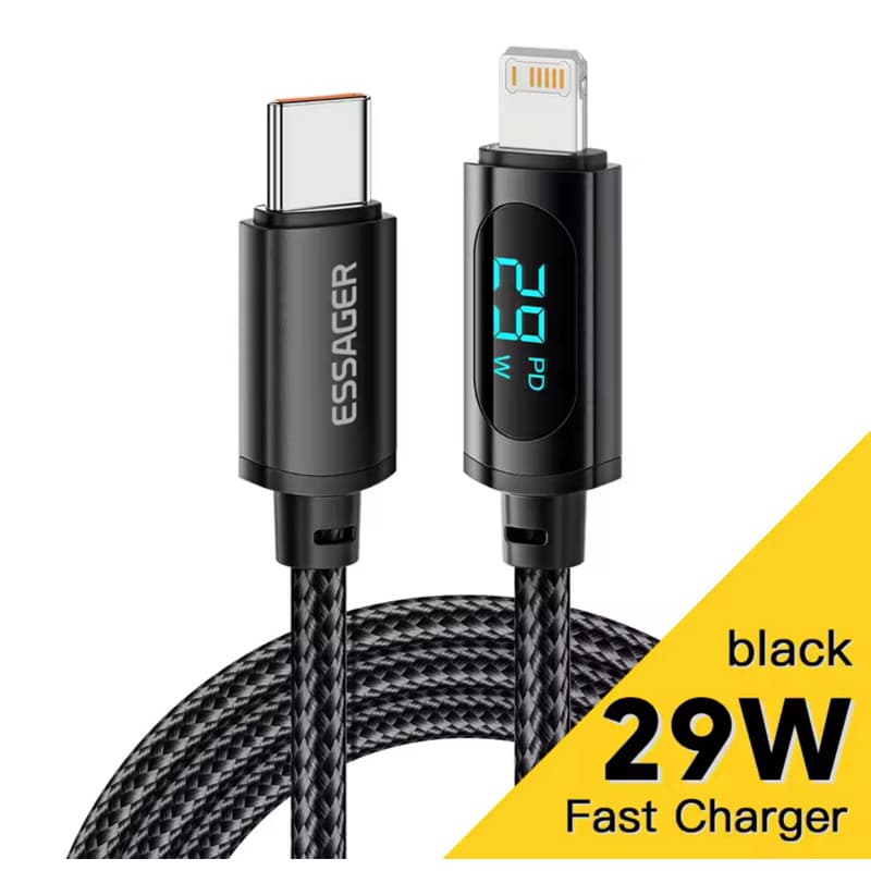 Cabo carregador Essager 2 metros para iPhone, 14, 13, 12, 11 Pro Max, XS, Xr, 29W, Carregamento Rápido, Carregador