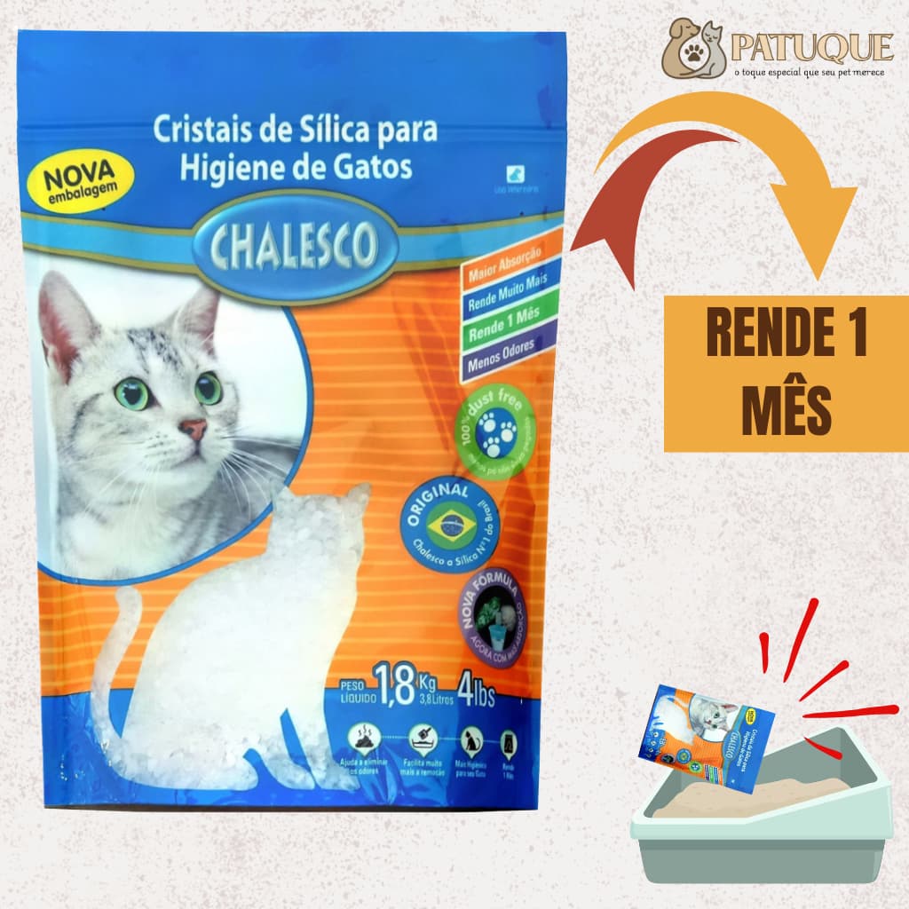 Areia Gato Silica Grossa 1,8kg Chalesco Areia Sanitaria