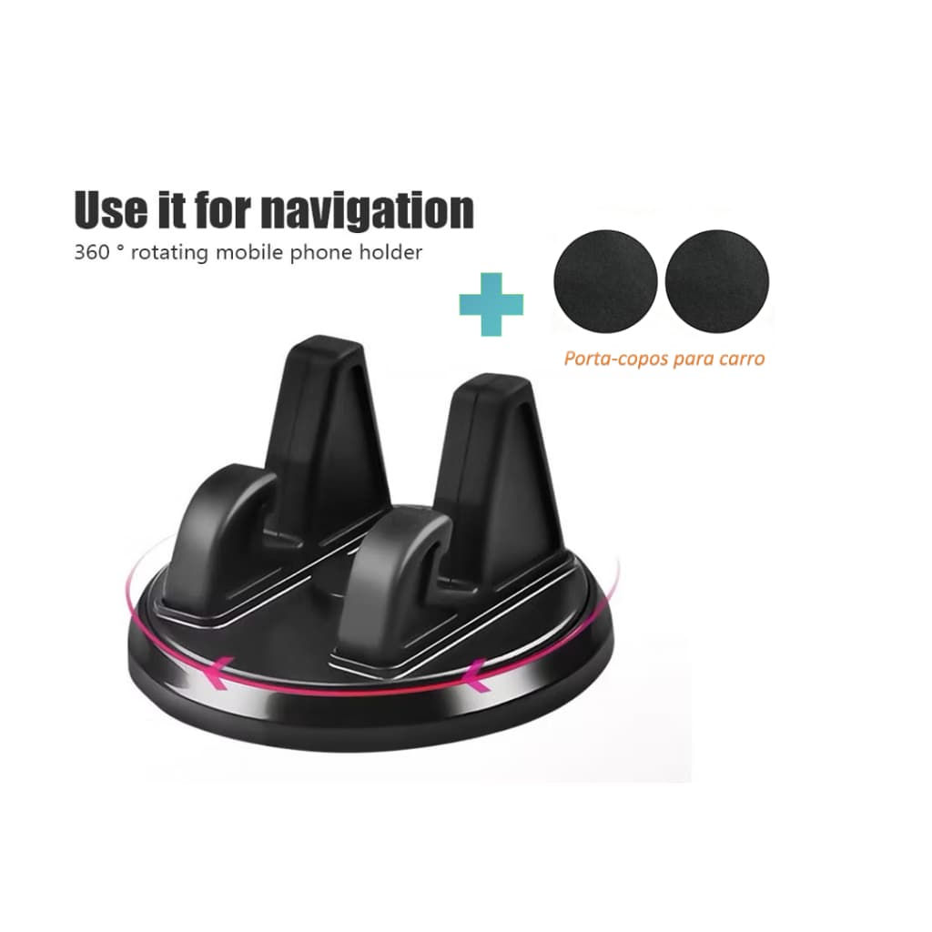 Suporte para Celular para Carro Universal | Suporte de Painel com Base Giratória 360° e Ajustável