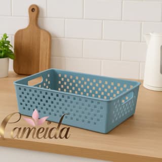Cesto Organizador Quadrado Multiuso Grey Para Armário-Cozinha-Geladeira- Lavanderia-Gaveta- Escritório - 34x15x9cm