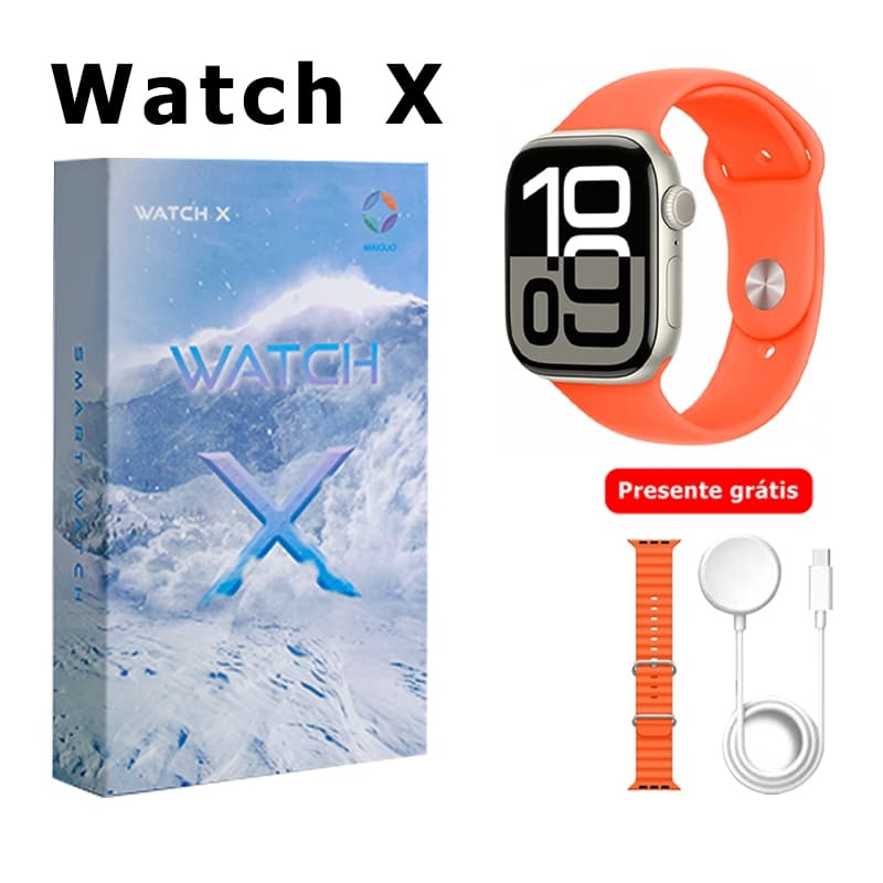 【80%OFF】Grátis-Assista Strap】Relógio Smartwatch Original WATCH X Série 45mm, GPS, Monitor de Pressão Arterial