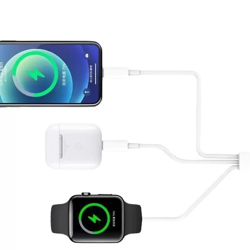 Carregador 3 em 1 com Carregamento Rápido – Ideal para Celular e Relógio