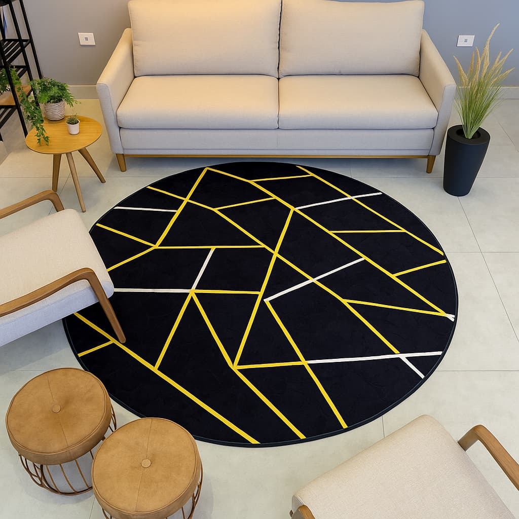 Tapete Redondo Felpudo 200x200 Macio, Aveludado e Antiderrapante para Sala e Quarto