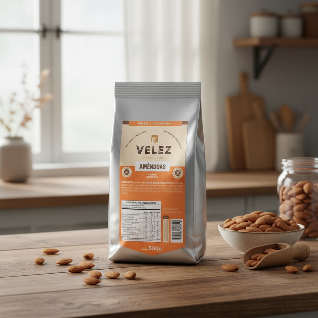 Amendoa Crua Sem Casca Snack Saudável Natural Premium VELEZ 500g Aperitivos para Ceia de Natal