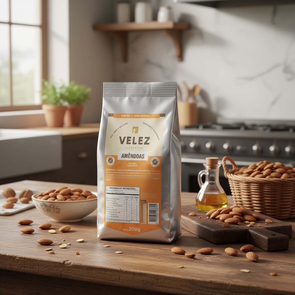 Amendoa Crua Sem Casca Snack Saudável Natural Premium VELEZ 200g Aperitivos para Ceia de Natal