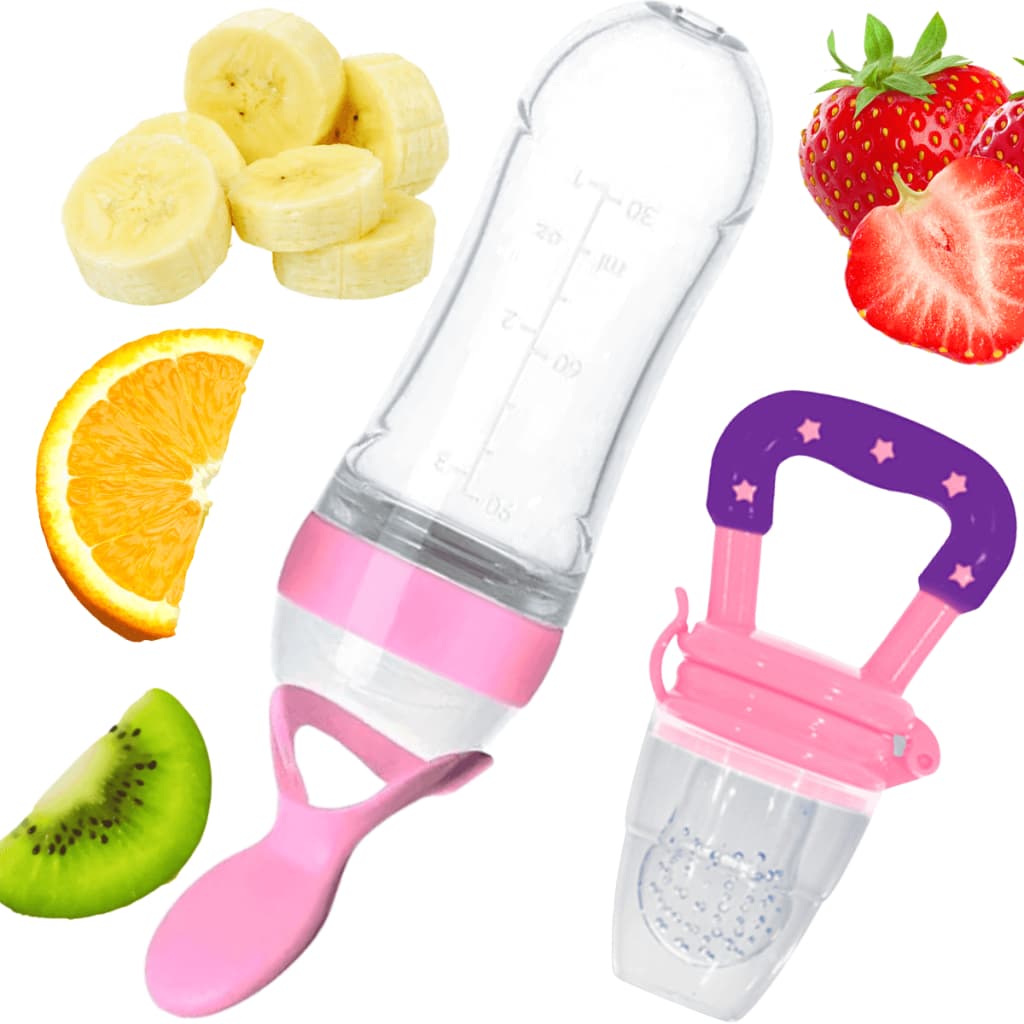 Kit Chupeta Alimentadora Colher Dosadora 90ml Silicone bebe 6 12 meses chupeta Introdução Alimentar