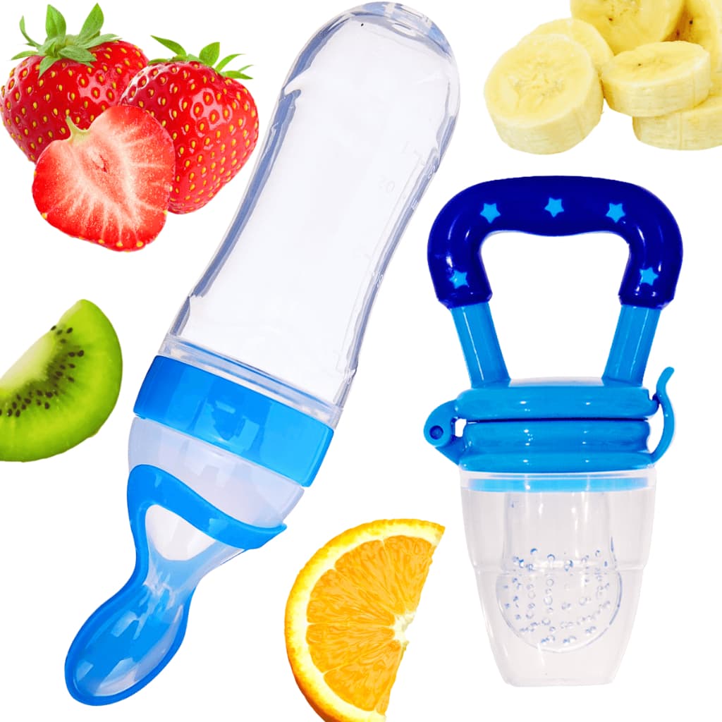 Kit Chupeta Alimentadora Colher Dosadora 90ml Silicone Introdução Alimentar Segura Prática para Bebê