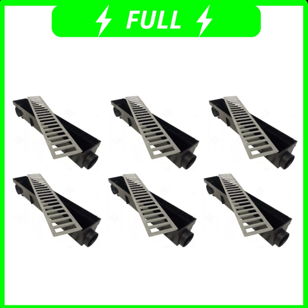 6 ralo linear 8x50cm grelha com caixa coletora para área externa , garagem , piscina , quintal