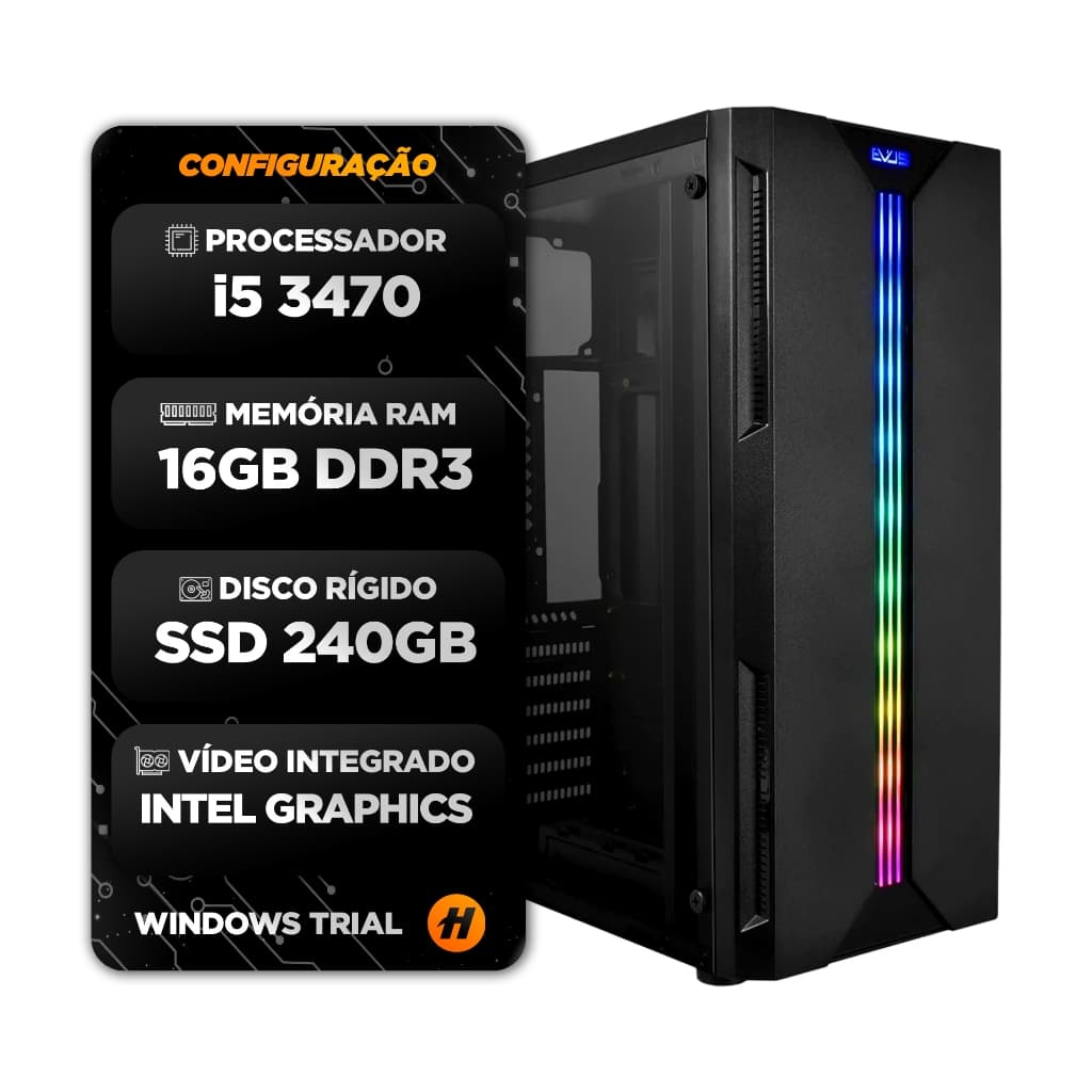 PC Computador Barato Escritório Home Office corei5 3470 16GB SSD 240GB Placa Mãe B75M DDR3 Desktop