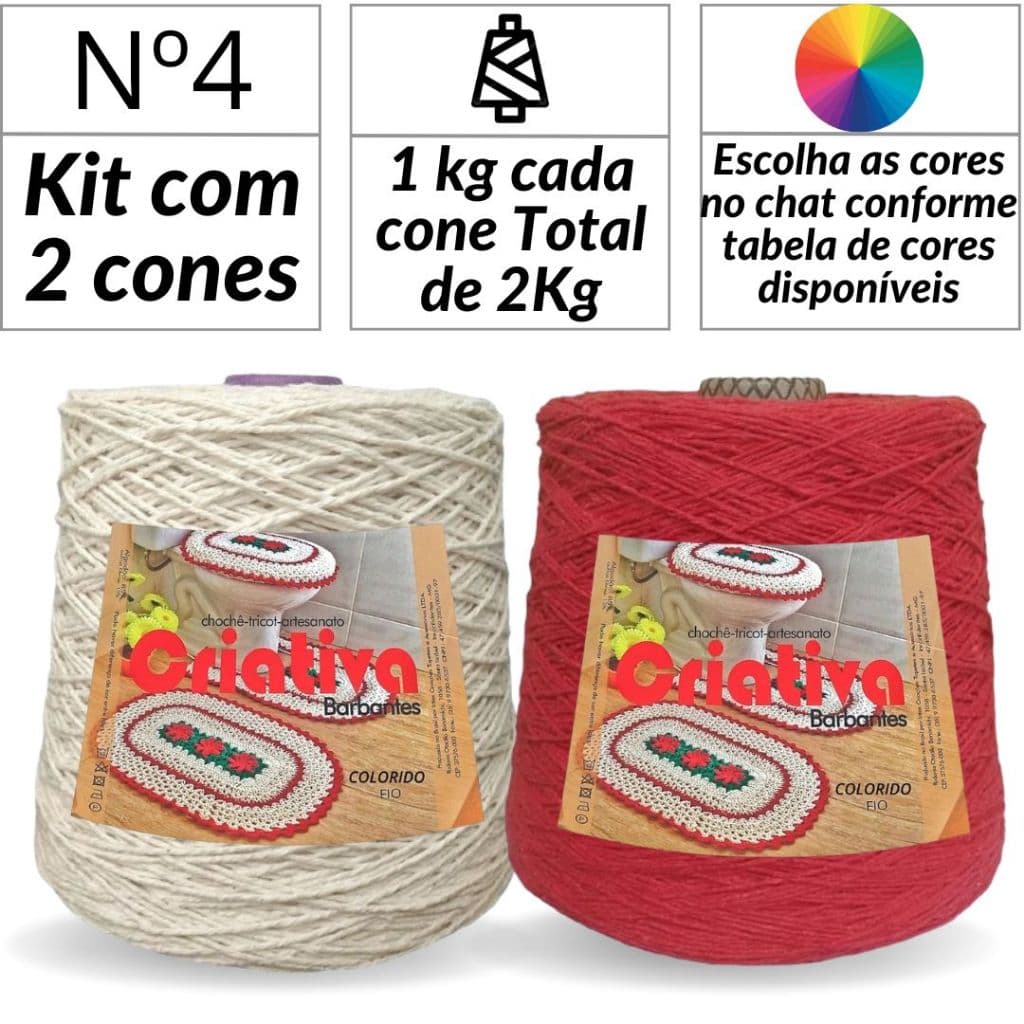 Kit 2 Unidades Barbante Para Crochê Criativa 1Kg N.º 4