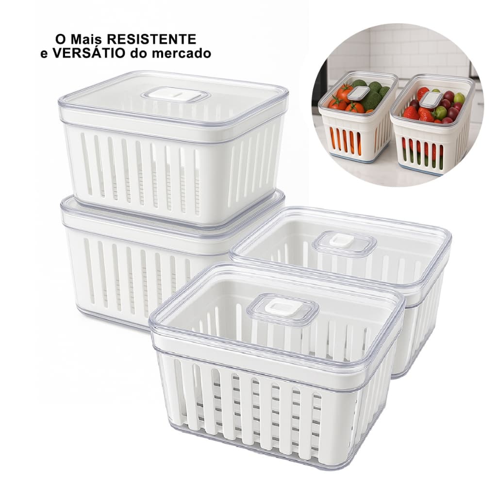 Organizadores de Geladeira 3.8 Litros Cesto Multiuso Com Tampa Alimentos Vegetais e Verduras