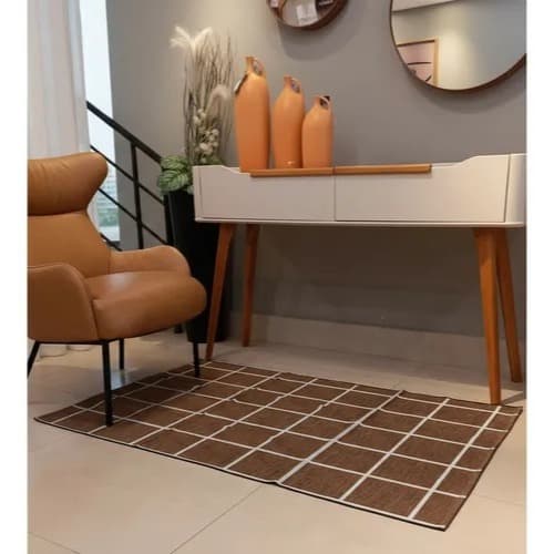 Tapete Geométrico Emborrachado Antiderrapante Ideal Sala Quarto Decoração 1,00x1,40mts