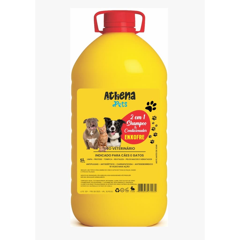 Shampoo Condicionador Para Pet Cachorros Gatos (ENXOFRE) Contra Sarna e Bactérias  Função Antibacteriano.5Lt 2Em1