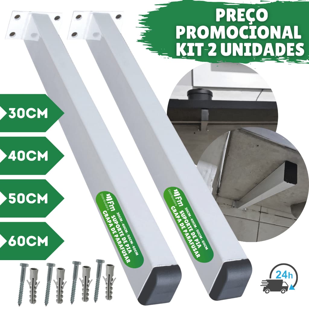 Suporte Para Pia Bancada Tanque Grapa Mão Francesa De Parafusar 2 Unidades + Kit Fixação Completo