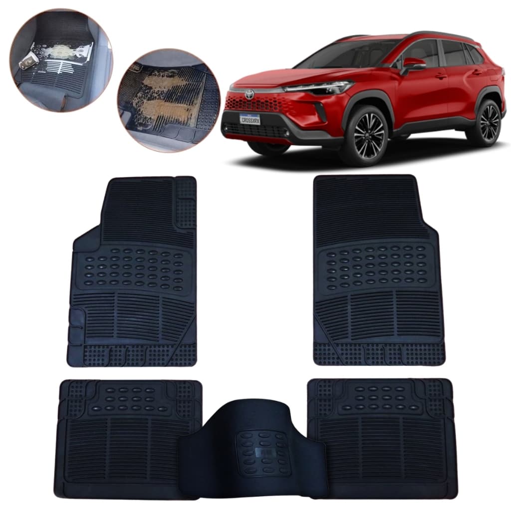 Tapete Automotivo Toyota Corolla Cross em Pvc Ecológico Grosso com Borda + Tapete do Túnel