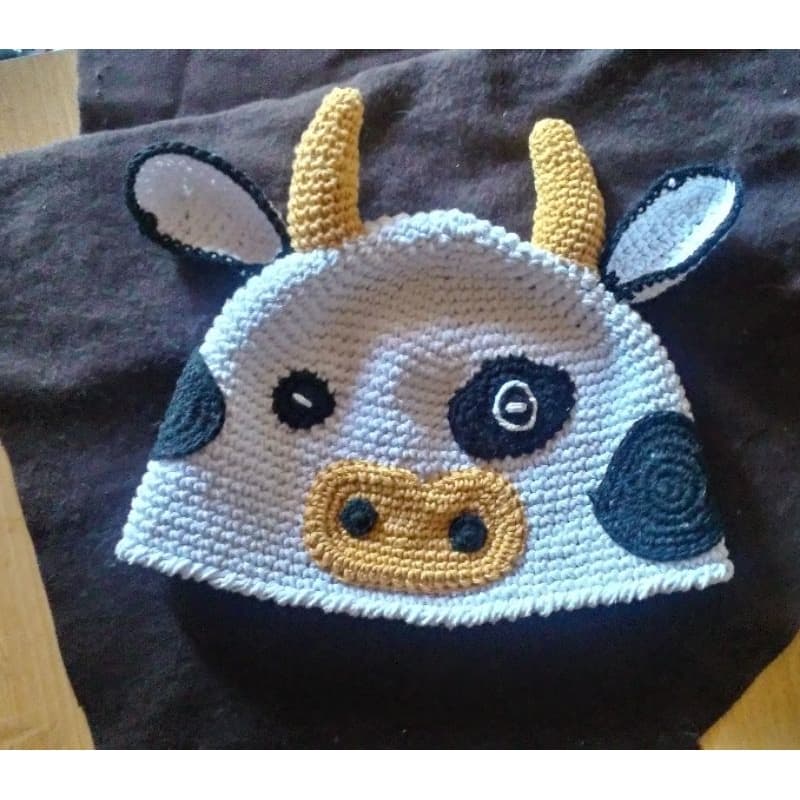 kit vaquinha touca de  croche+vaquinha em amigurumi/infantilou adulto