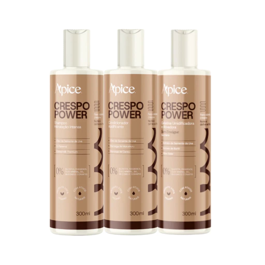 Kit Apice Shampoo Condicionador Gelatina Ativadora Crespo Power Hidratante 300ml